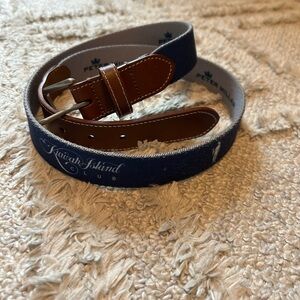 Peter Millar Blue and Brown Belt. Kiawah Cassique Logo. Size 38.